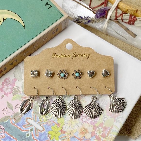 6pc Set Boho Beach Vibes Dangle + Stud Earrings - Picture 12 of 13